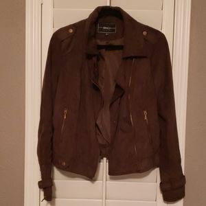Olive suede moto jacket